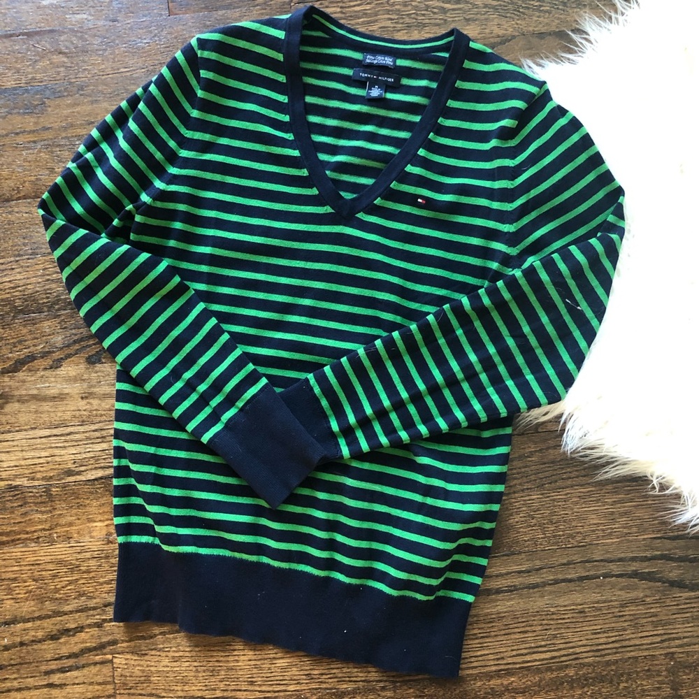 Tommy Pima Cotton Blend V Neck Sweater